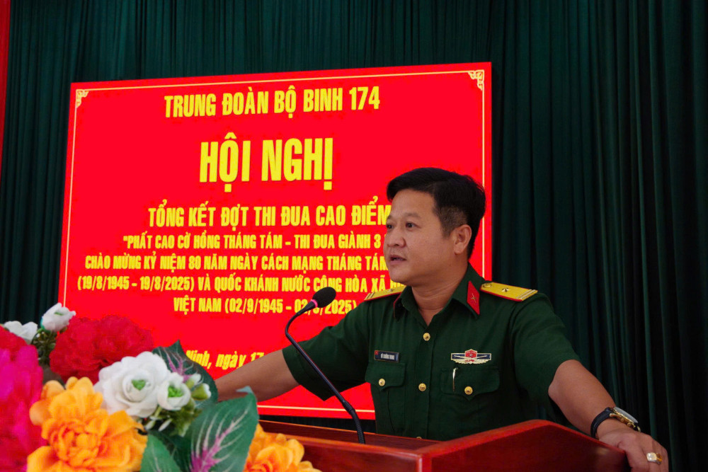 Trung đoàn 174 tổng kết đợt thi đua cao điểm “Phất cao cờ hồng Tháng Tám - Thi đua giành 03 nhất”