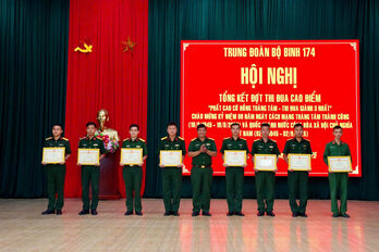 Trung đoàn 174 tổng kết đợt thi đua cao điểm “Phất cao cờ hồng Tháng Tám - Thi đua giành 03 nhất”