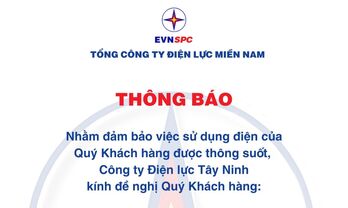 Công ty Điện lực Tây Ninh thông báo