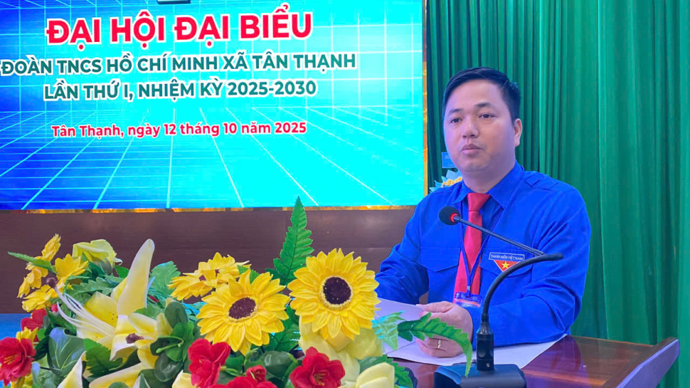 Anh Võ Tiền Phong giữ chức Bí thư Đoàn TNCS Hồ Chí Minh xã Tân Thạnh lần thứ I, nhiệm kỳ 2025-2030