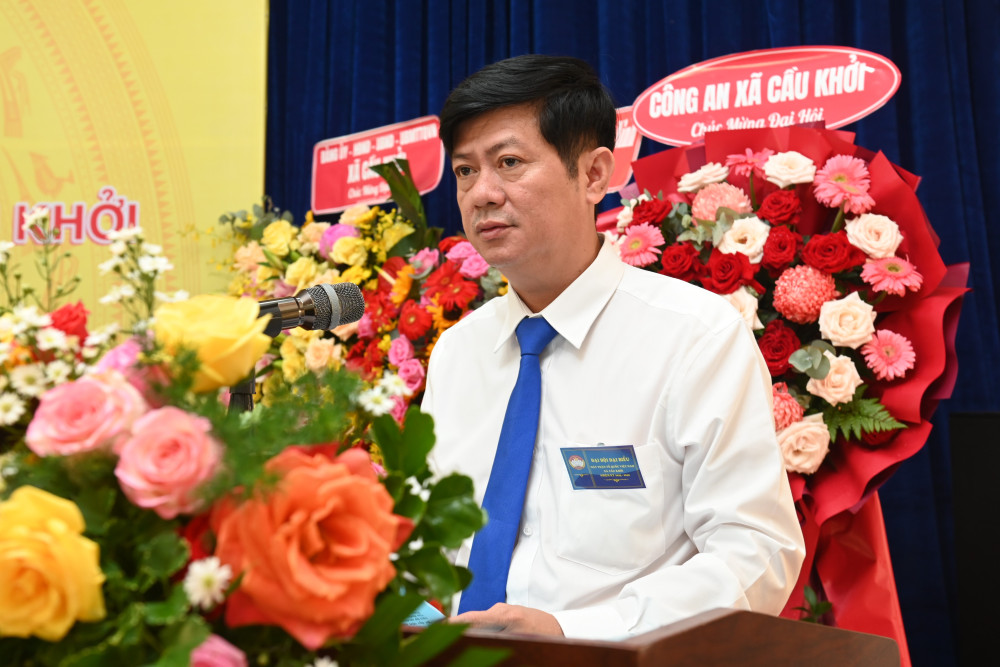 Tỉnh ủy viên, Phó Chủ tịch UBMTTQ Việt Nam tỉnh, Chủ tịch Liên đoàn Lao động tỉnh Trần Lê Duy phát biểu chỉ đạo Đại hội