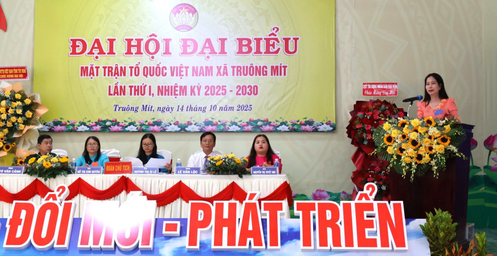 Bà Huỳnh Thị Ái Lê giữ chức Chủ tịch UBMTTQ Việt Nam xã Truông Mít, nhiệm kỳ 2025–2030
