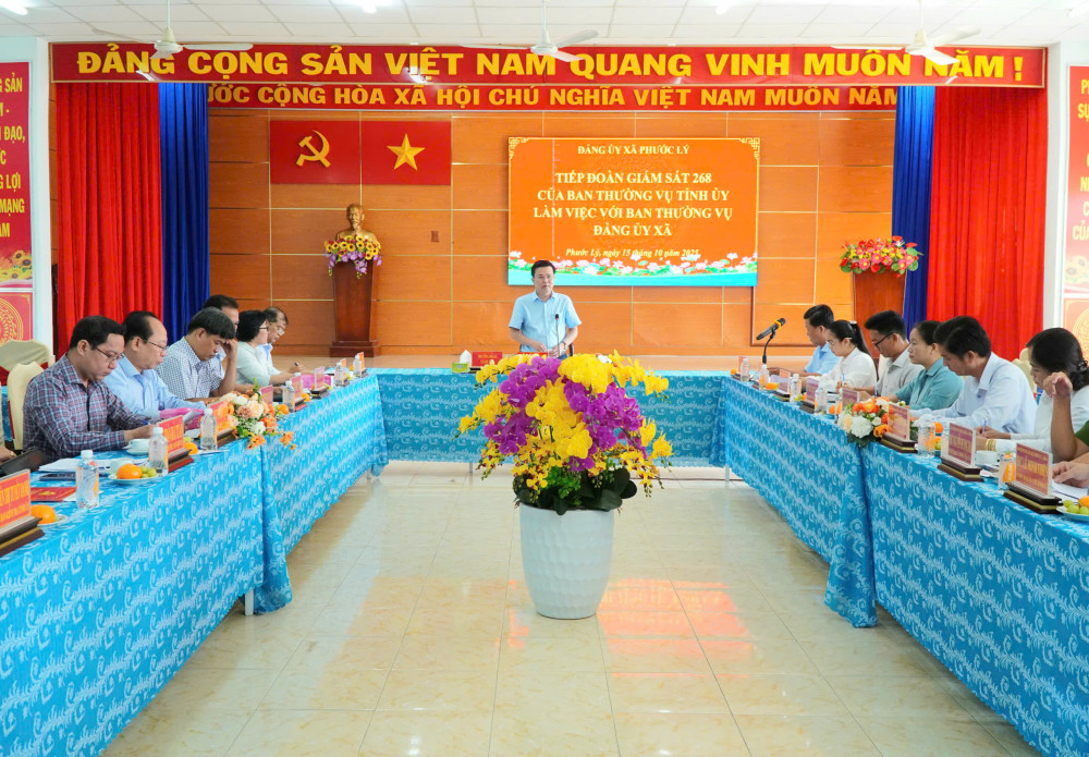 Đoàn Giám sát 268 của Ban Thường vụ Tỉnh ủy làm việc tại xã Phước Lý