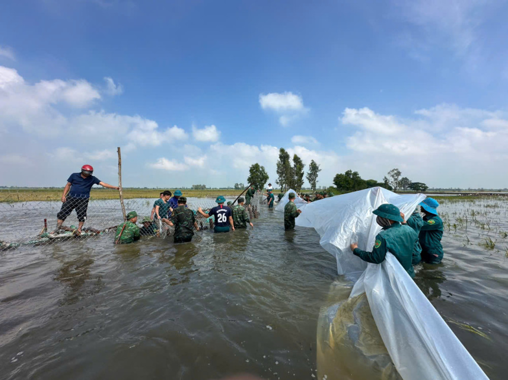 Tây Ninh: Huy động lực lượng khẩn trương khắc phục sự cố vỡ đê