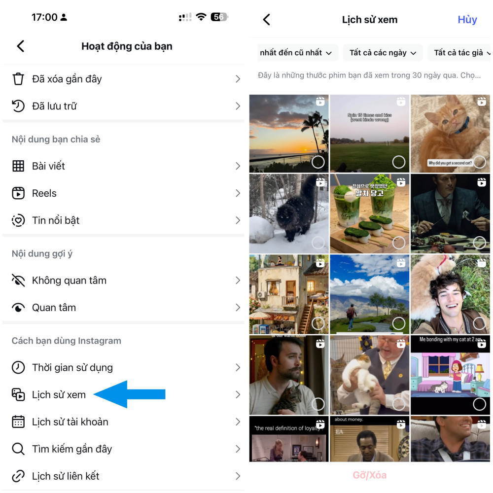 Instagram triển khai tính năng xem lại lịch sử Reels