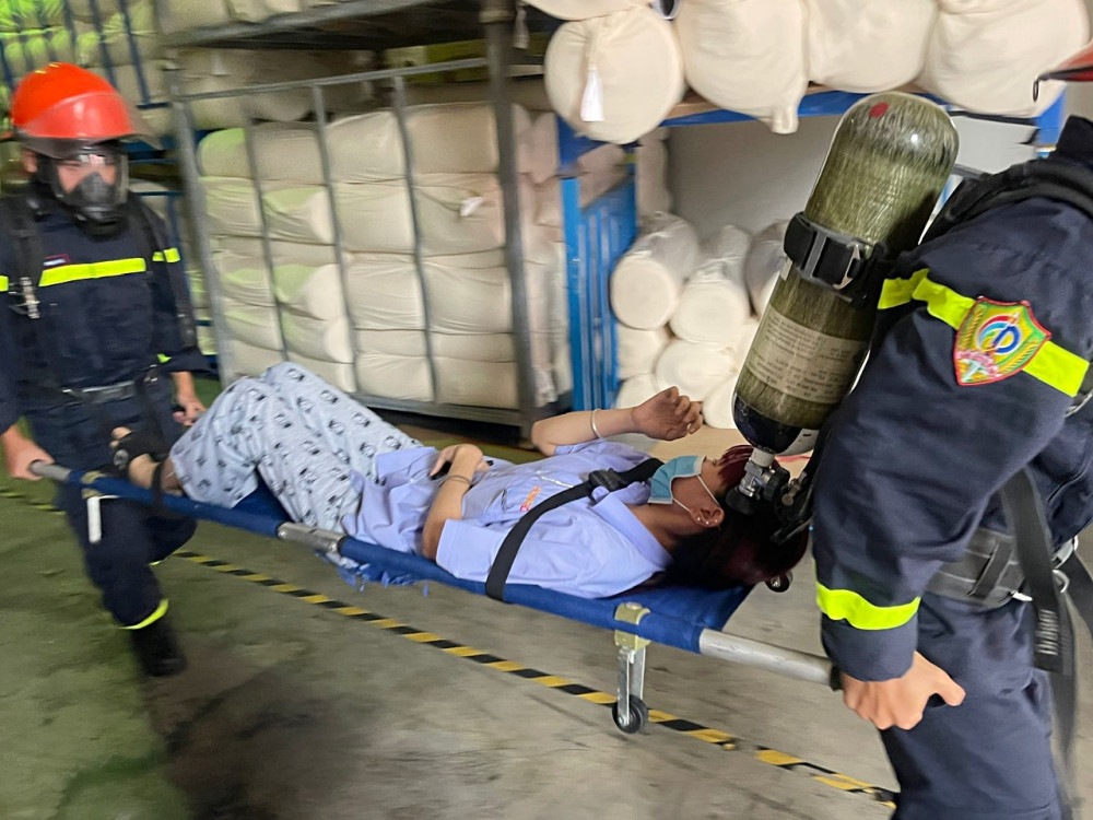 Thực tập phương án chữa cháy, cứu nạn, cứu hộ tại Công ty TNHH dệt HONGDA