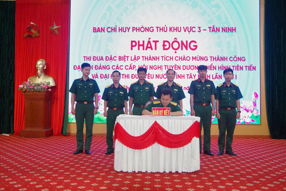 Ban Chỉ huy Phòng thủ khu vực 3 – Tân Ninh: Phát động phong trào thi đua đặc biệt chào mừng Đại hội Đảng bộ các cấp