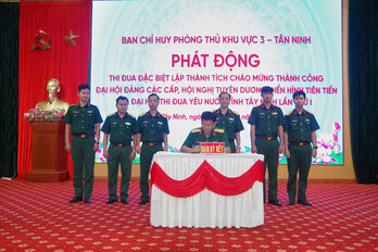 Ban Chỉ huy Phòng thủ khu vực 3 – Tân Ninh: Phát động phong trào thi đua đặc biệt chào mừng Đại hội Đảng bộ các cấp