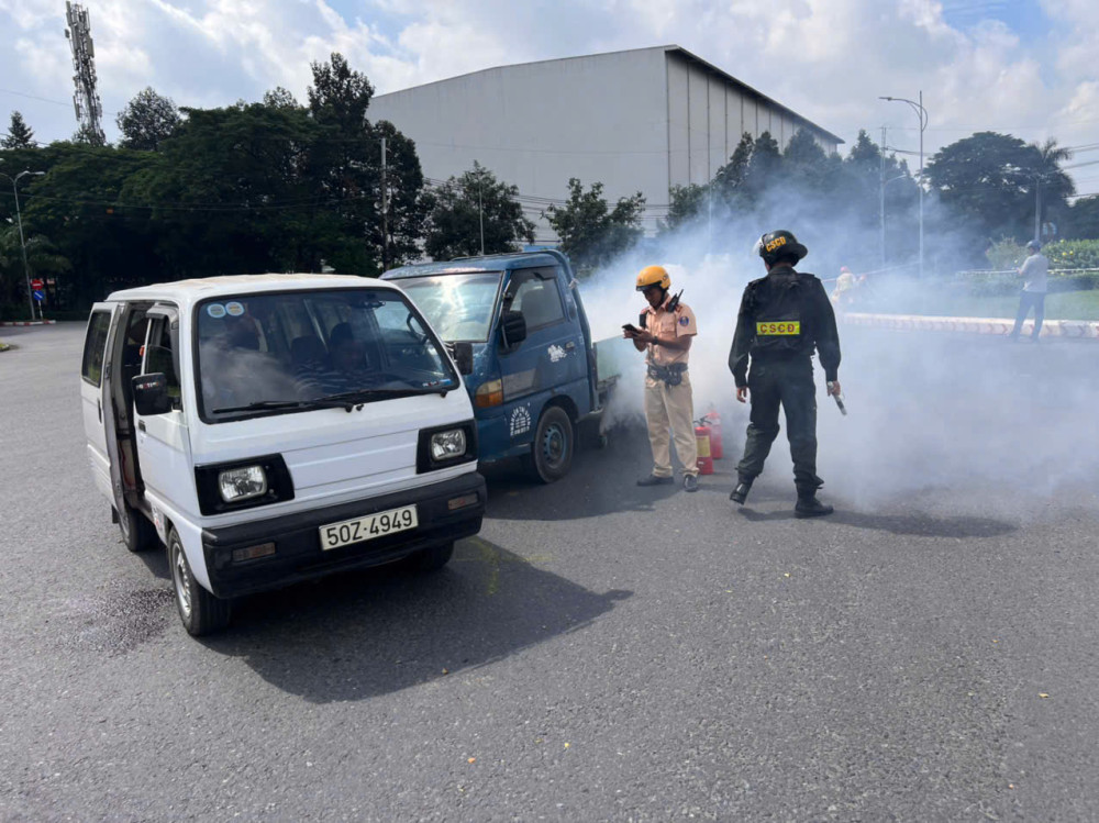 Thực tập phương án cứu nạn, cứu hộ tình huống sự cố, tai nạn giao thông đường bộ