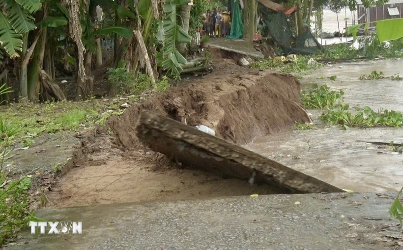 An Giang: Tiếp tục xảy ra sạt lở bờ sông nghiêm trọng tại xã Mỹ Hòa Hưng