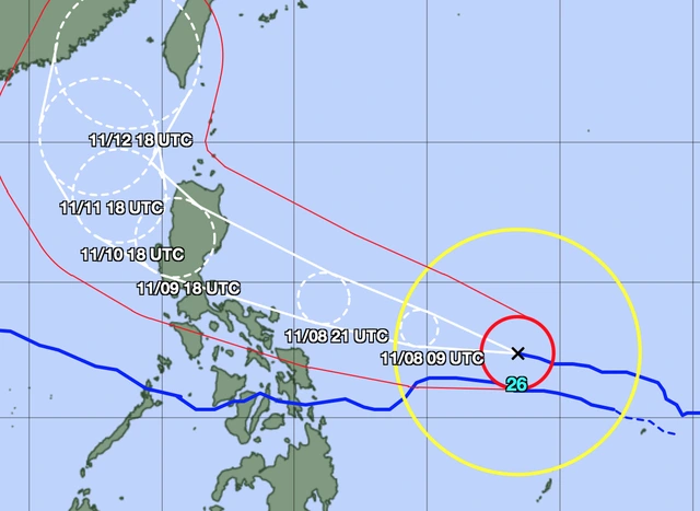Bão Fung wong sắp đạt cực đại, di chuyển rất nhanh về hướng Biển Đông