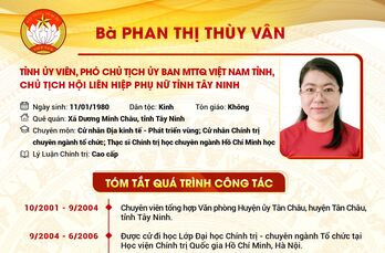 Tóm tắt quá trình công tác của Tỉnh ủy viên, Phó Chủ tịch UBMTTQ Việt Nam tỉnh, Chủ tịch Hội Liên hiệp Phụ nữ tỉnh Tây Ninh Phan Thị Thùy Vân