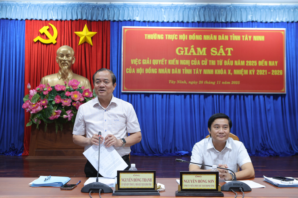 Đồng chí Nguyễn Hồng Thanh, Ủy viên Ban Thường vụ Tỉnh ủy, Phó Chủ tịch UBND tỉnh phát biểu.