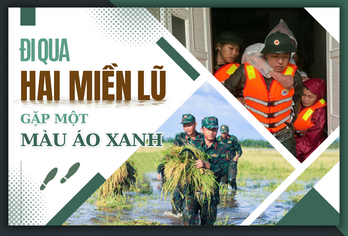 Đi qua hai miền lũ, gặp một màu áo xanh
